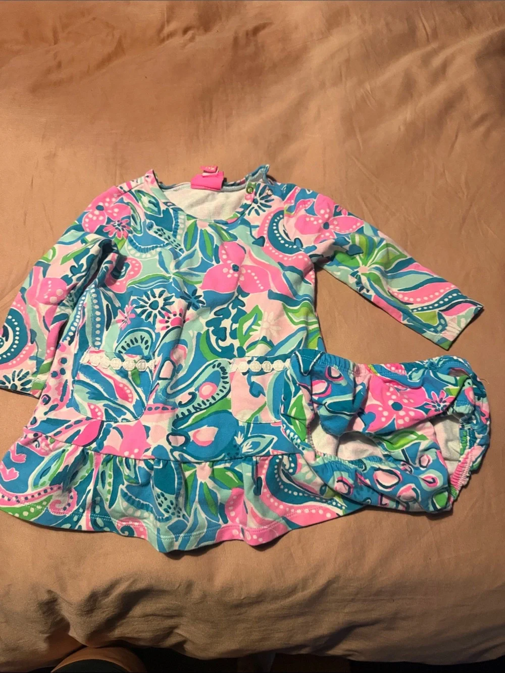 Lilly Pulitzer Pink, Blue & Green Floral Swim Dress Set